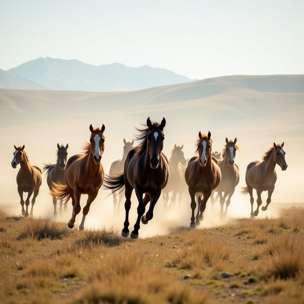 Horses on the Mongolian Steppe