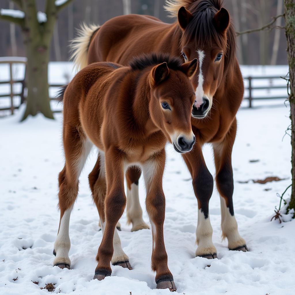 February Son Horse in Winter Pasture