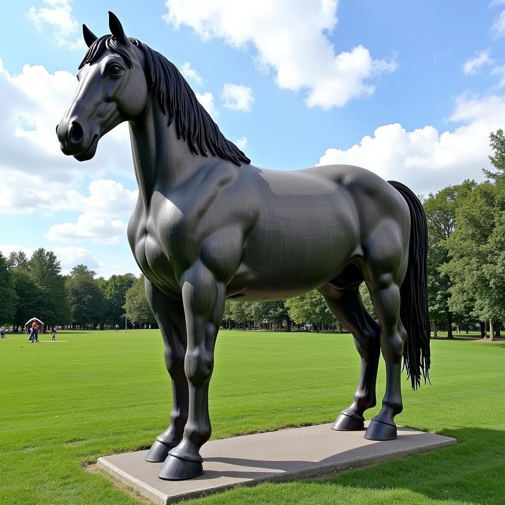 Large Fiberglass Horse Statue in a Park