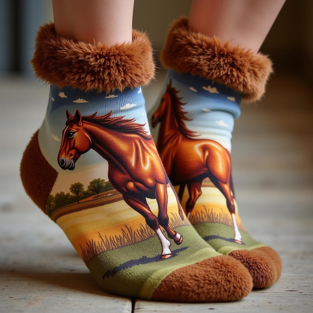 Cozy Fuzzy Socks with Horse Designs