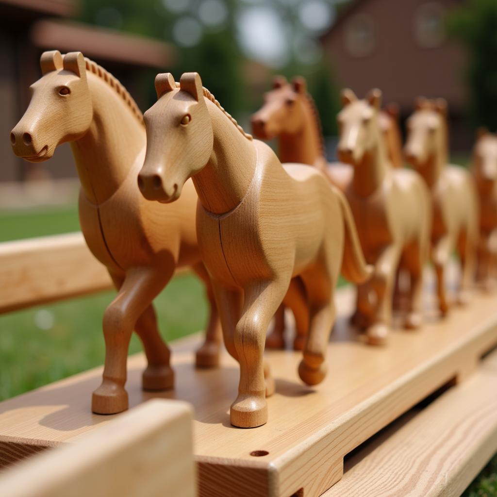 Handcrafted Wooden Horse Racing Game