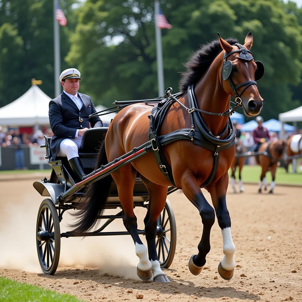 Harness Horse Competing in Driving Competition