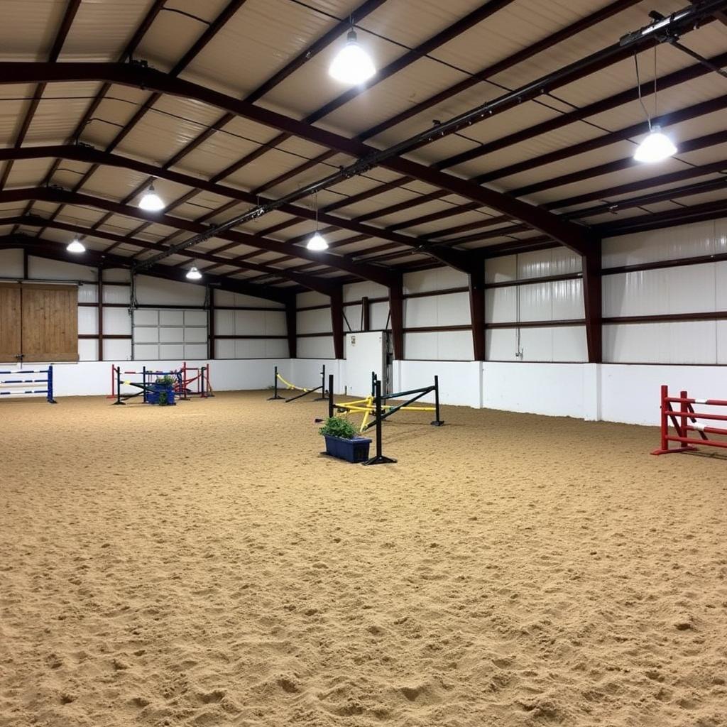 Spacious riding arena at a horse boarding facility in Hillsboro, Oregon