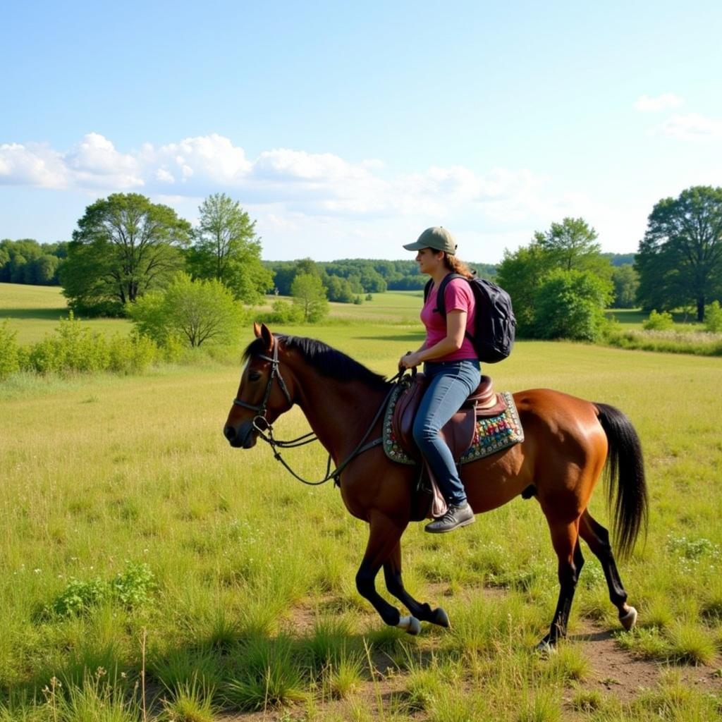 Horse and Rider on Kansas Trail