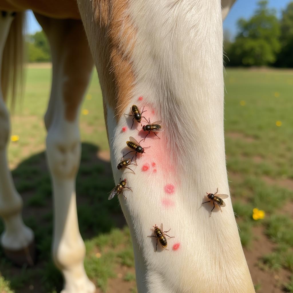 Horse Being Bitten by Flies