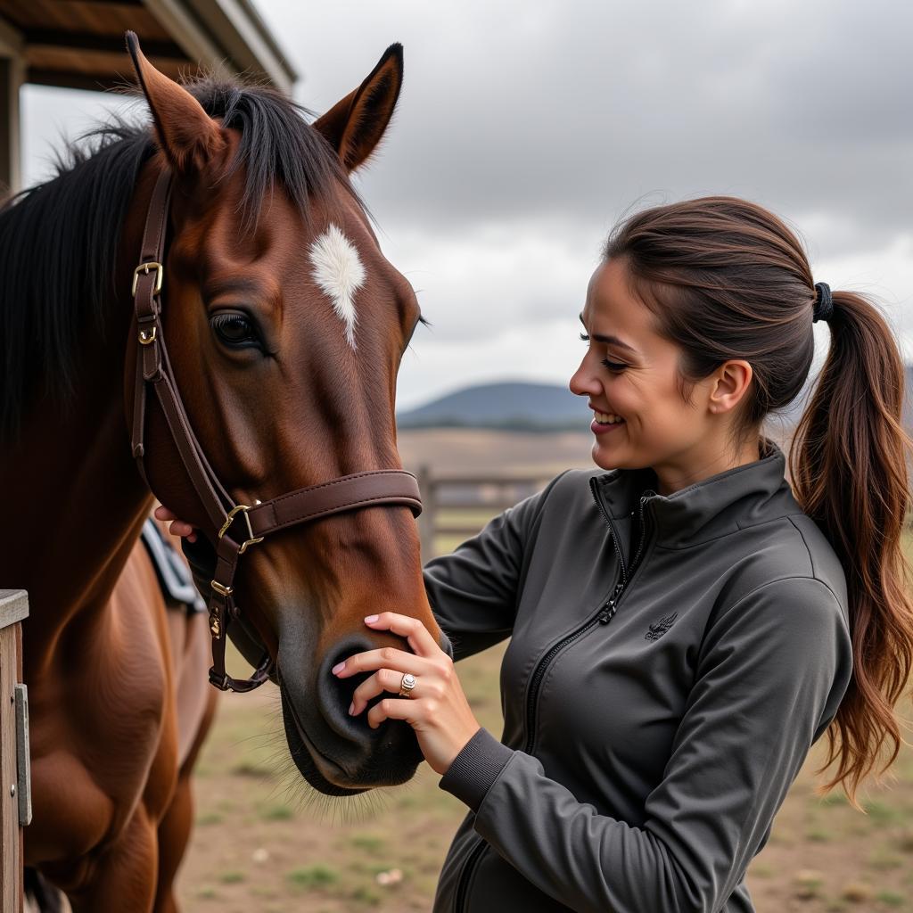 Horse Being Introduced to a Muzzle