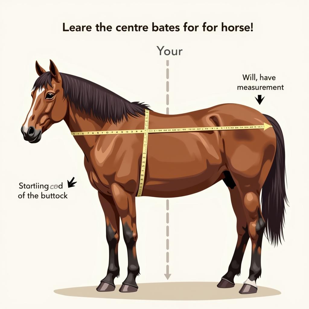 Horse blanket measurement guide illustrating how to measure from chest to buttock.