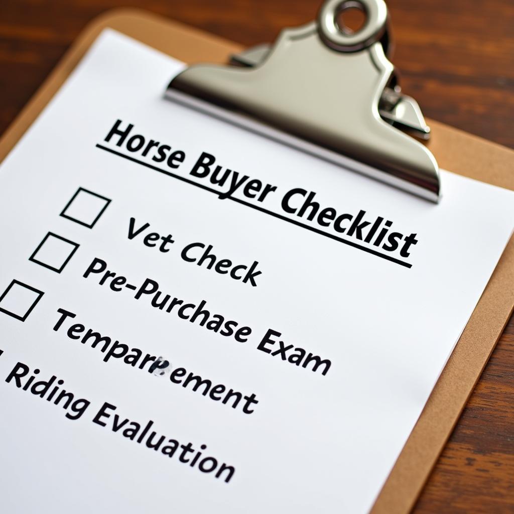 Checklist for buying a horse