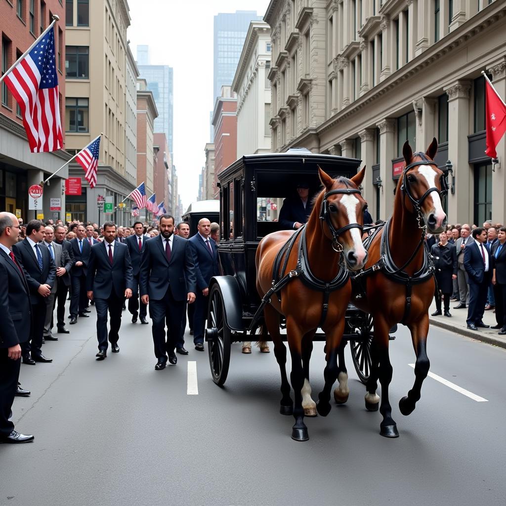 Horse-Drawn Hearse in a Funeral Procession