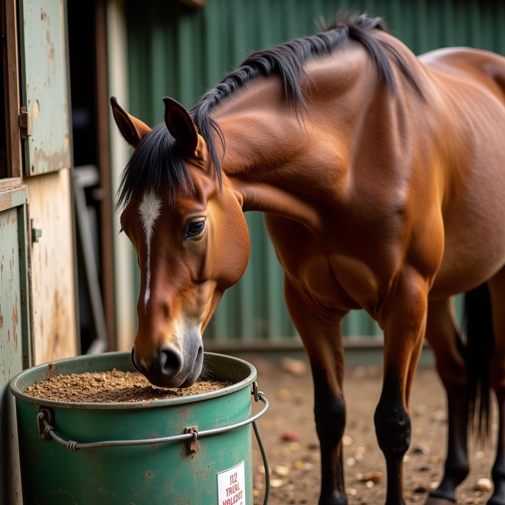 Horse Enjoying 12% Horse Feed