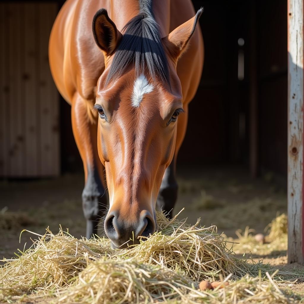 Horse Eating Hay - Not Almonds