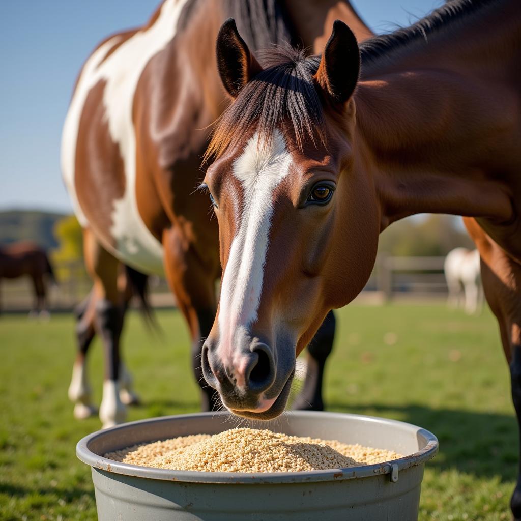 Horse Consuming Magnesium-Supplemented Feed