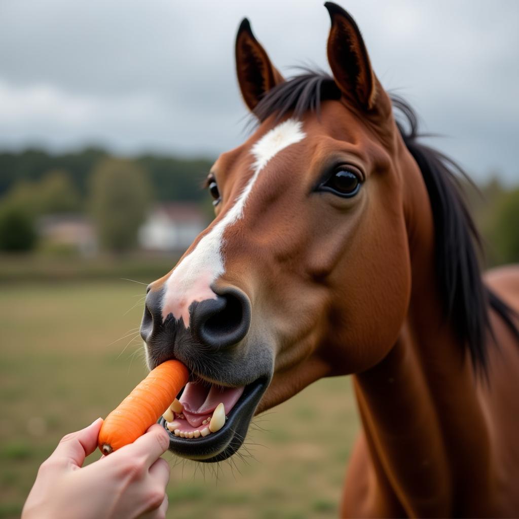 Horse Enjoying Carrot