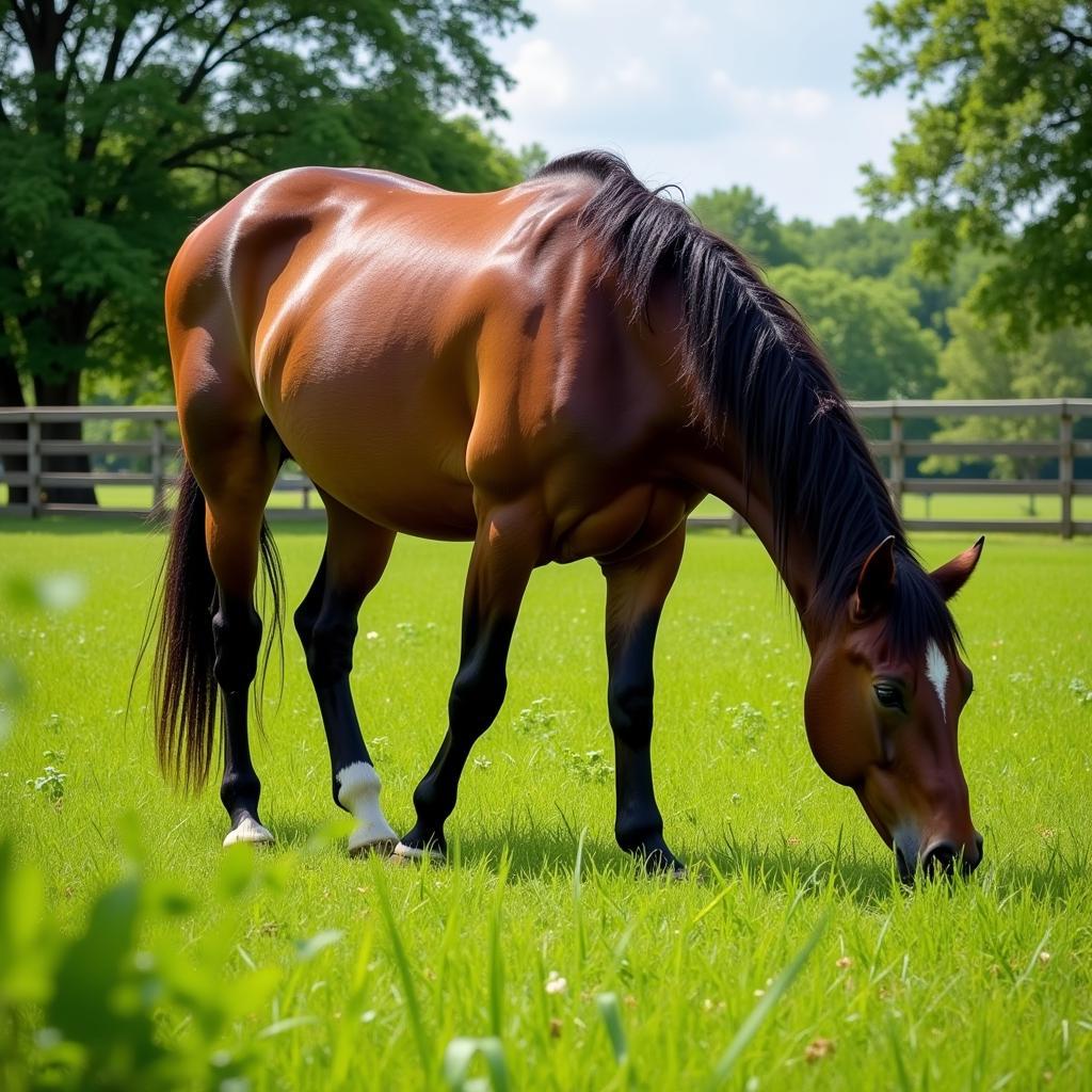 Horse Enjoying Fly-Free Summer Pasture