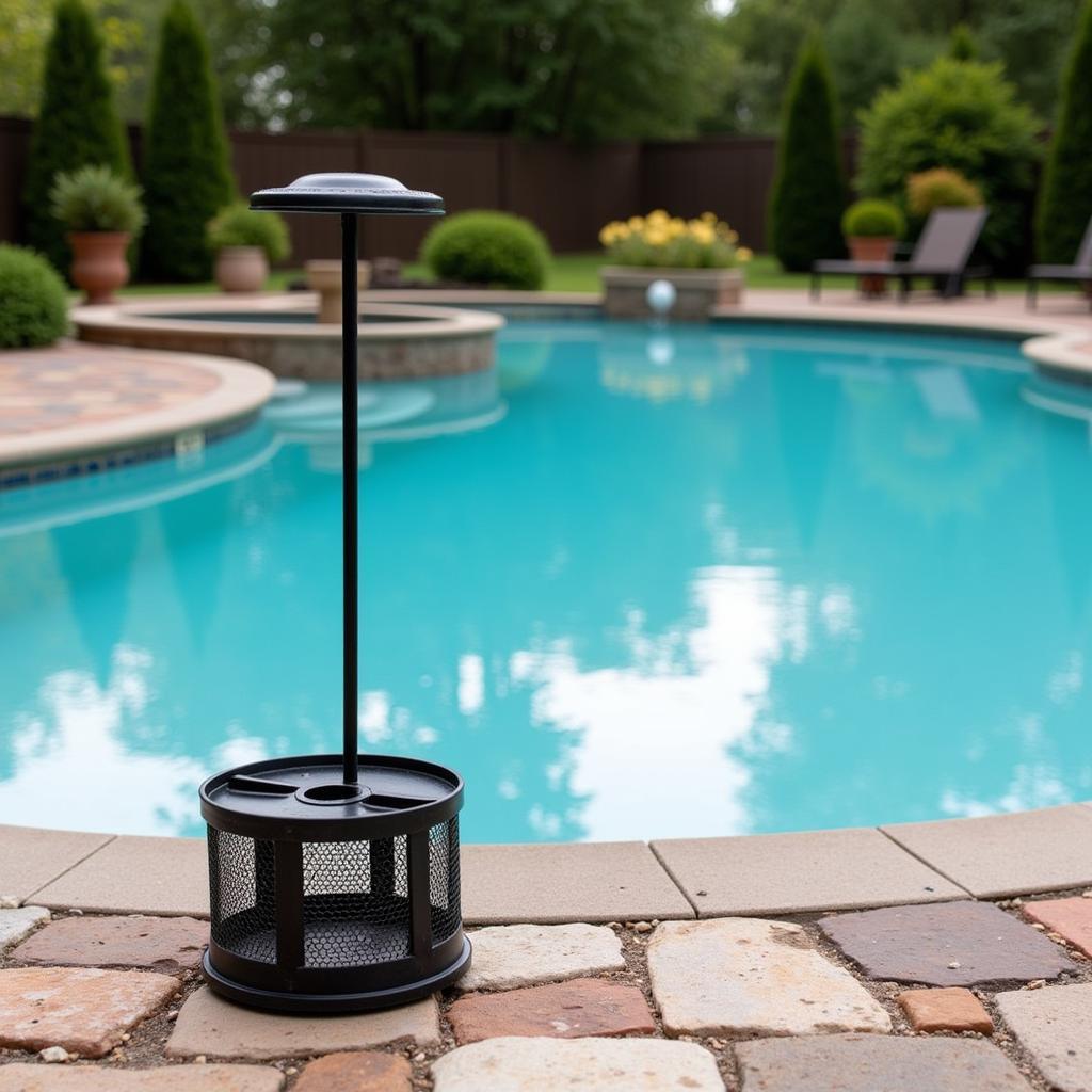 A horse fly trap placed near a swimming pool