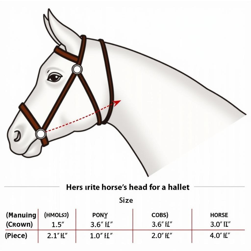 Guide for measuring a horse for a halter