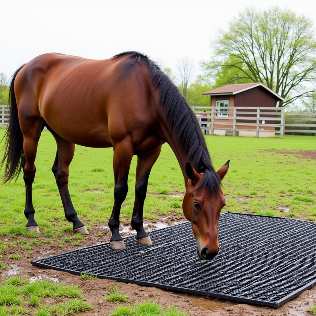 Horse Enjoying a Mud-Free Paddock