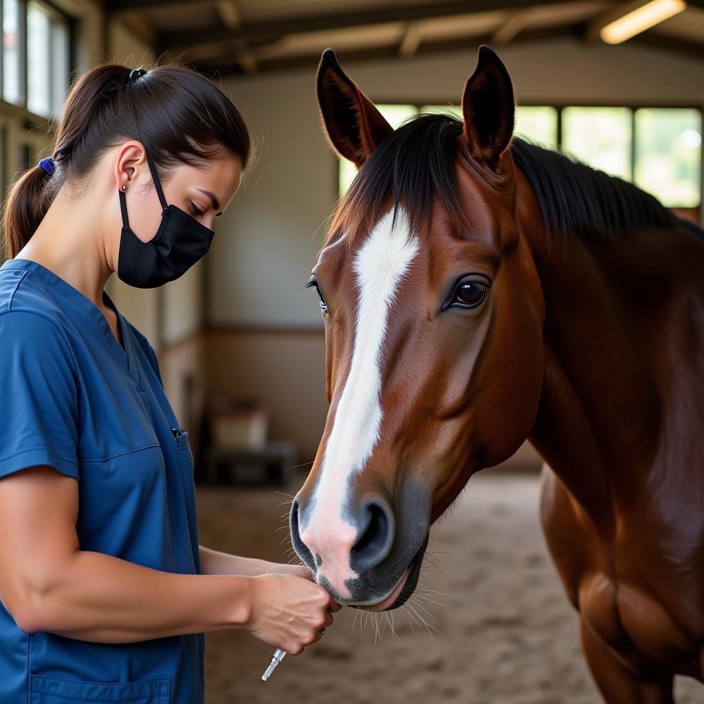 Horse Receiving a B12 Injection