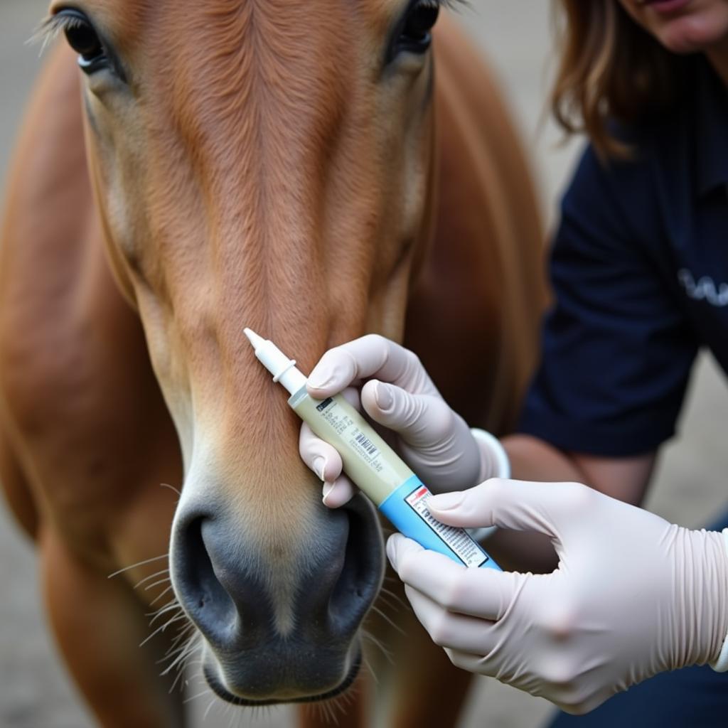 Horse Receiving Omeprazole Treatment