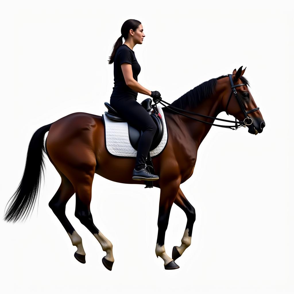 Horse and rider demonstrating proper weight distribution for comfortable riding.