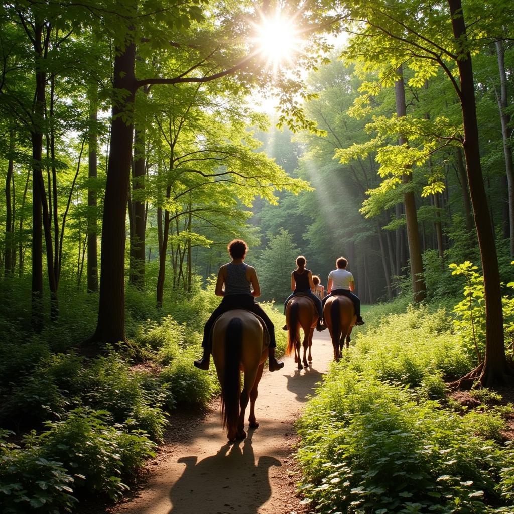 Horseback riding amidst the beautiful Door County scenery.