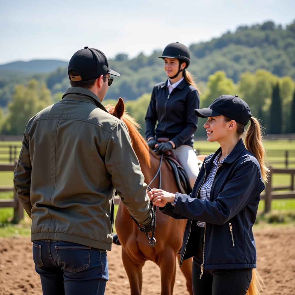 Beginner horse riding lesson near Florence with an instructor.