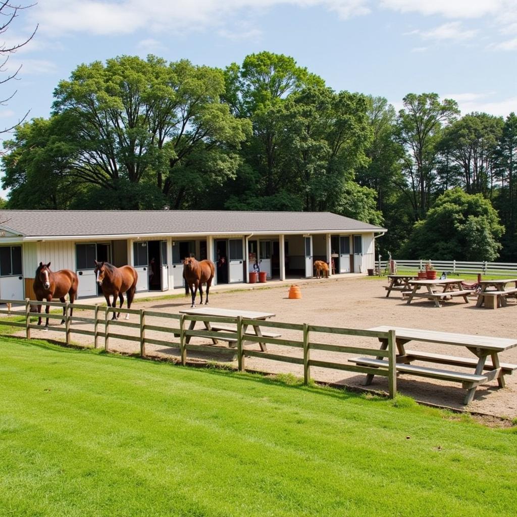 Horse stables suitable for a riding party