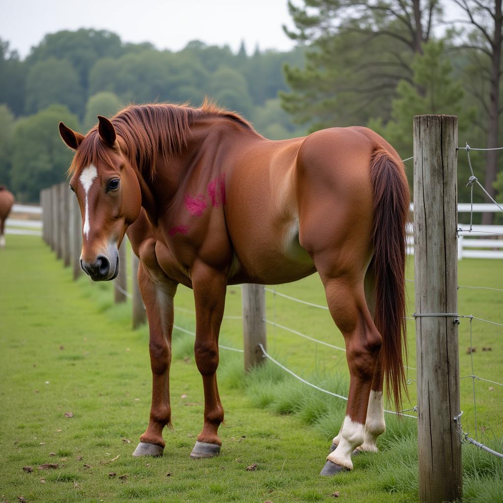 Horse Showing Signs of Discomfort from Urticaria