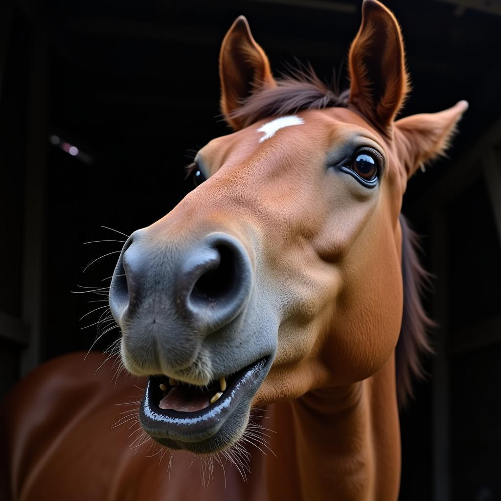 Horse Showing Signs of Distress Due to Abuse