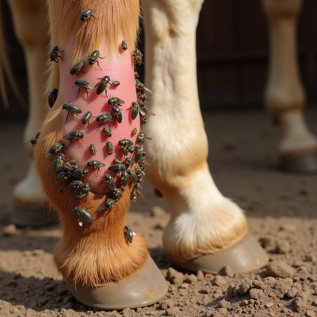 Horse Suffering from Fly Bites