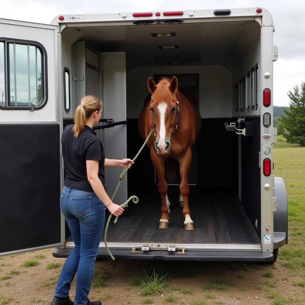 Horse Being Loaded into a Trailer