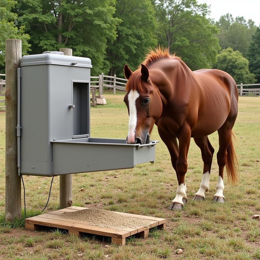 Horse Using a Slow Feeder