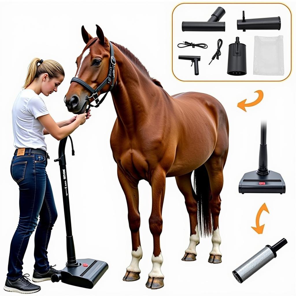 Horse Vacuum Grooming a Horse