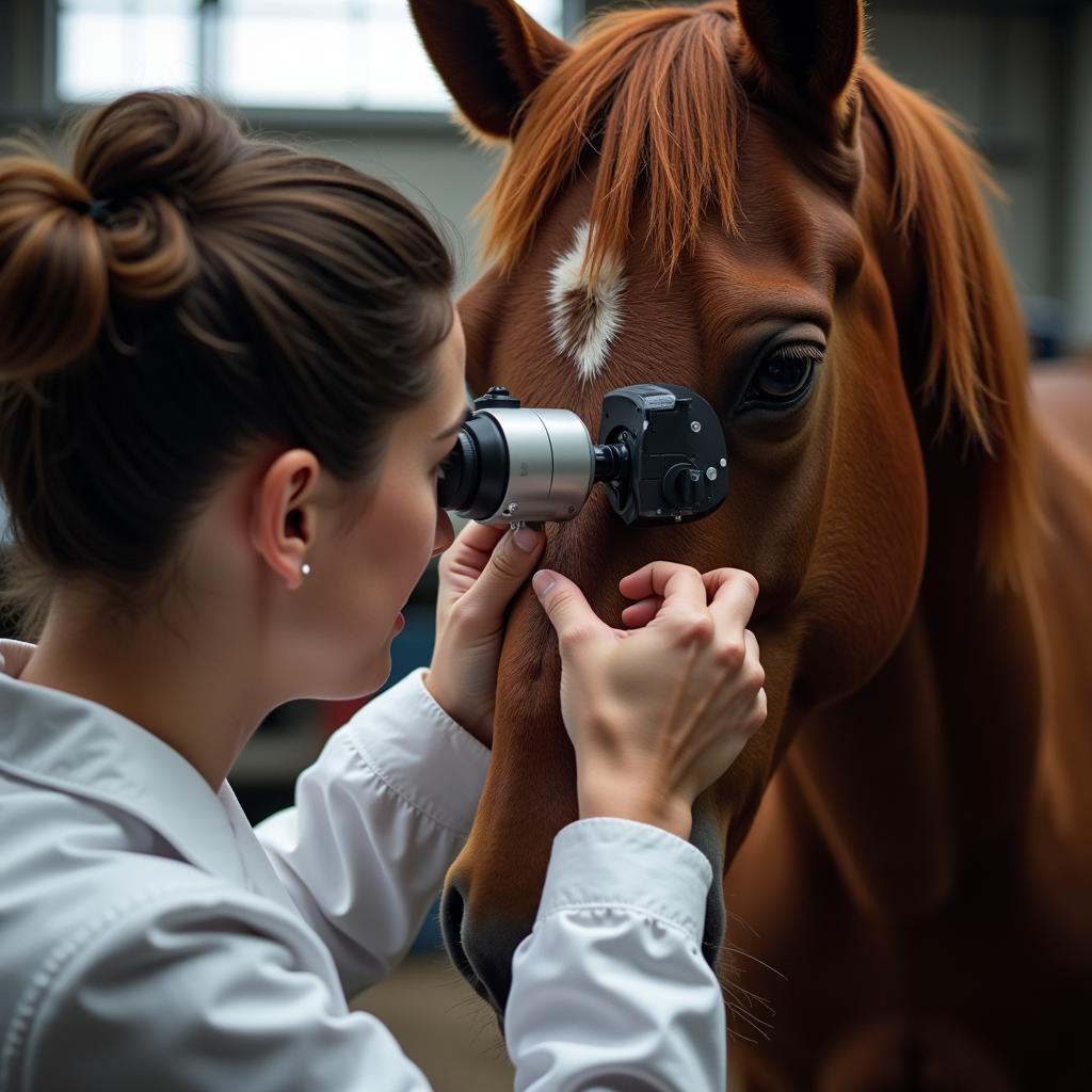 Veterinarian Examining Horse's Eye