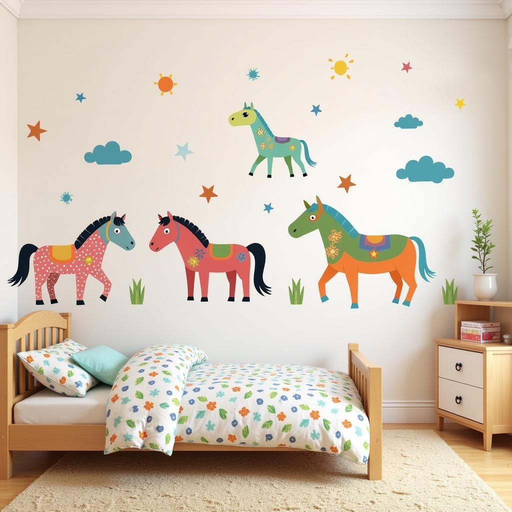 Horse wall art stickers brighten up a kid's room