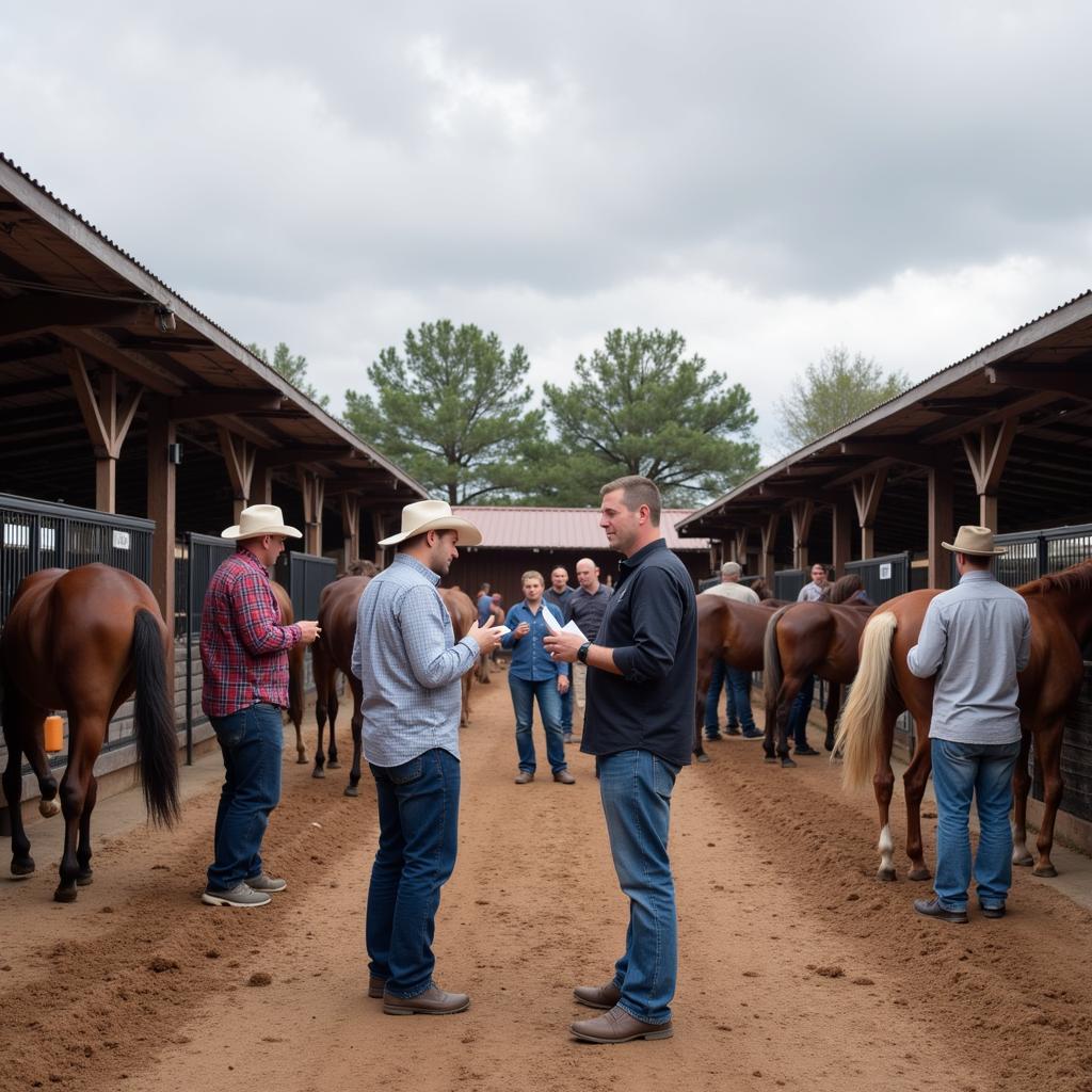 Horses being auctioned off at a wholesale supplier event.