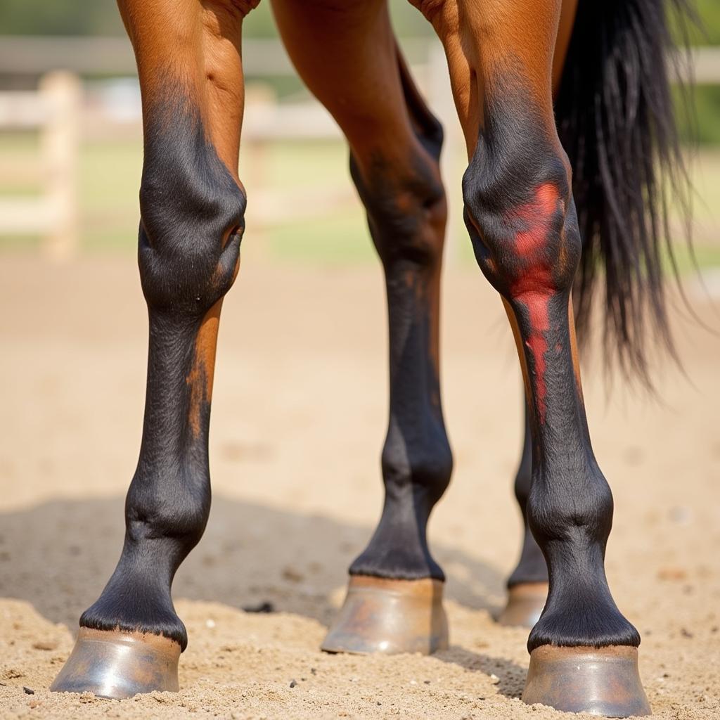 Horse exhibiting signs of joint inflammation