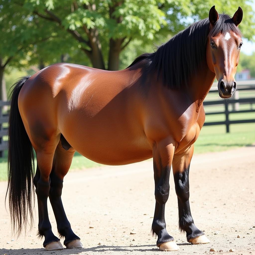 A horse with a shiny, healthy coat after using Sho Glo