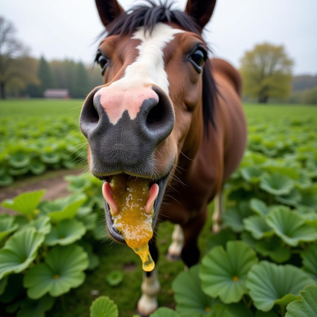 Horse Exhibiting Slobbers