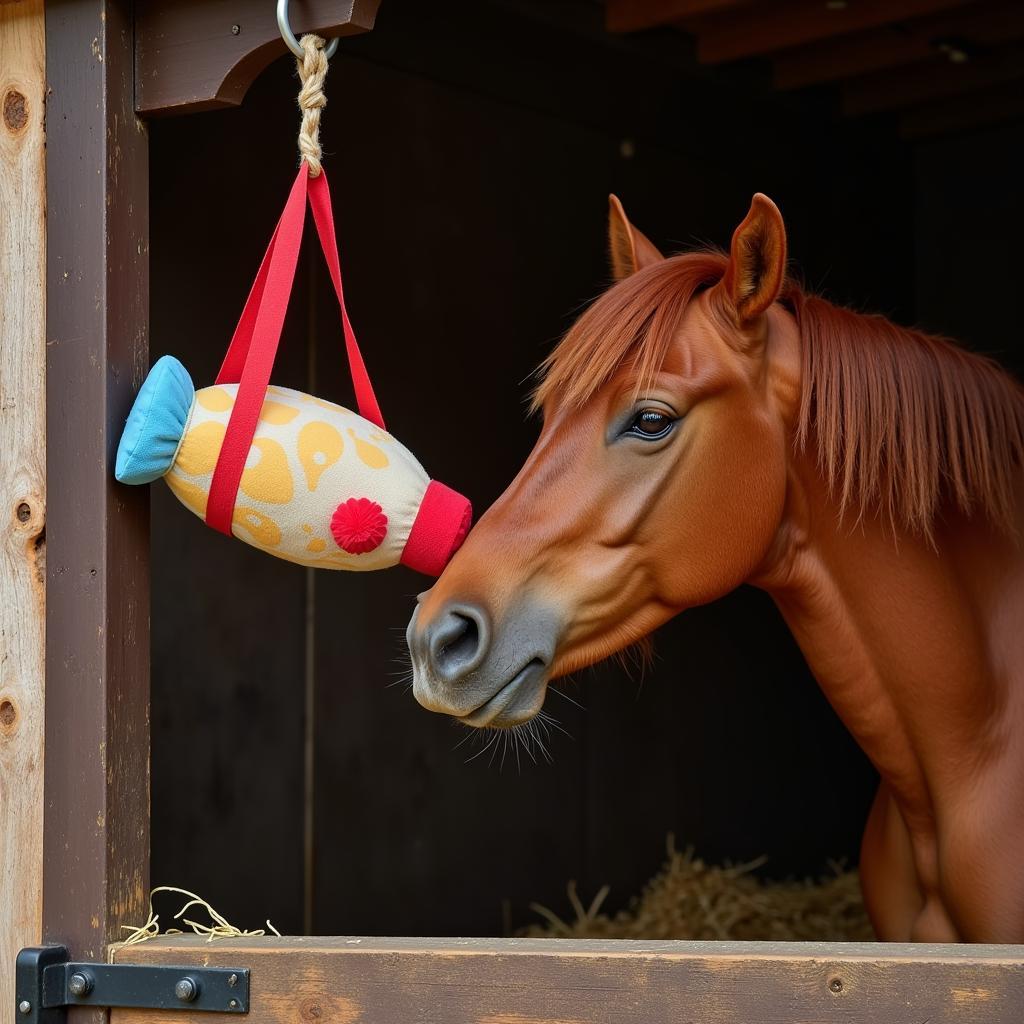 Horse Playing with a Stable Toy