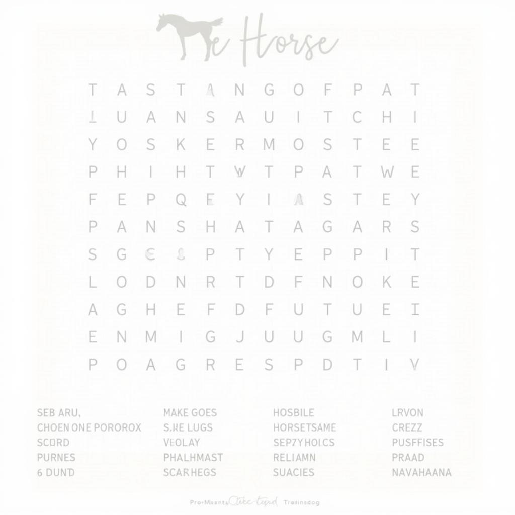 Printable Horse Word Search Puzzle