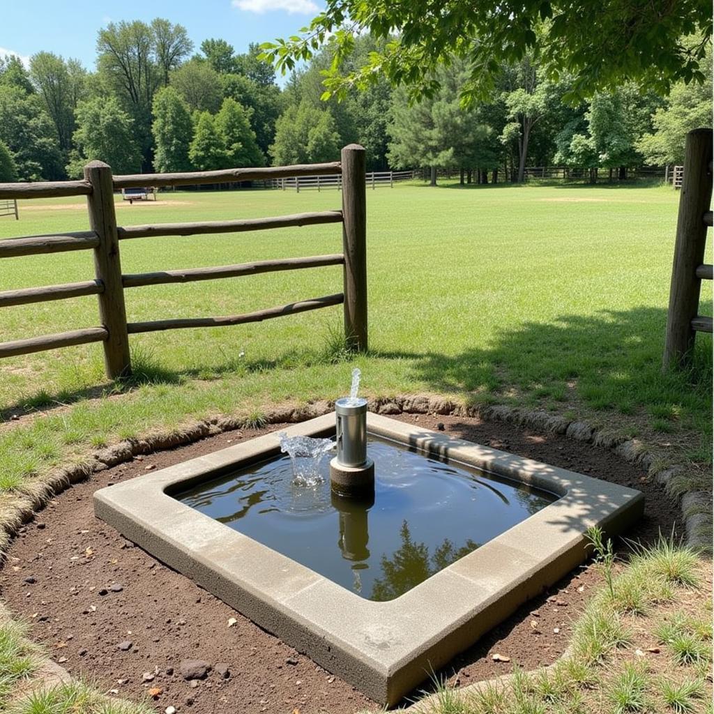 Ideal Horse Trough Fountain Placement in a Pasture