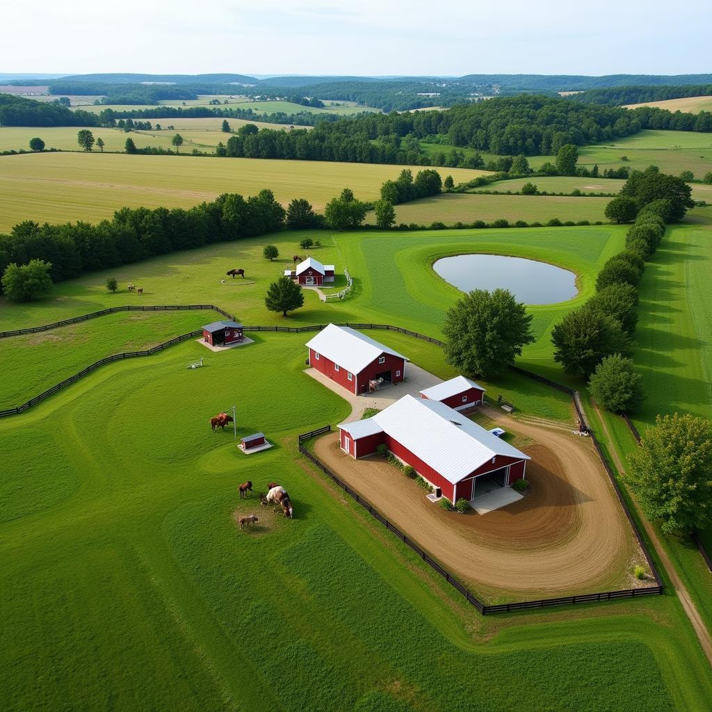 Aerial View of an Indiana Horse Farm