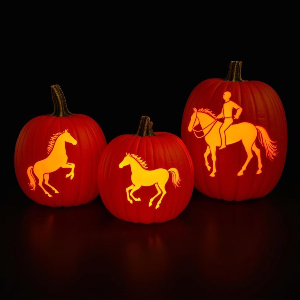 Intricate Horse Pumpkin Carving Design