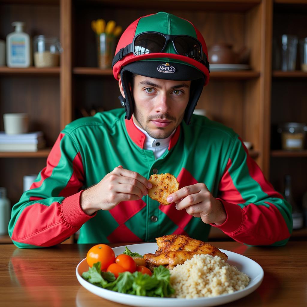 Jockey Consuming a Nutritious Meal