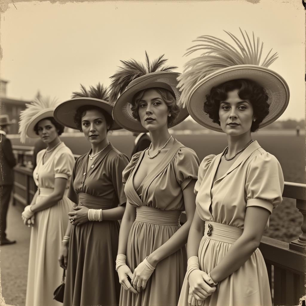 Women in historical hats at the Kentucky Derby