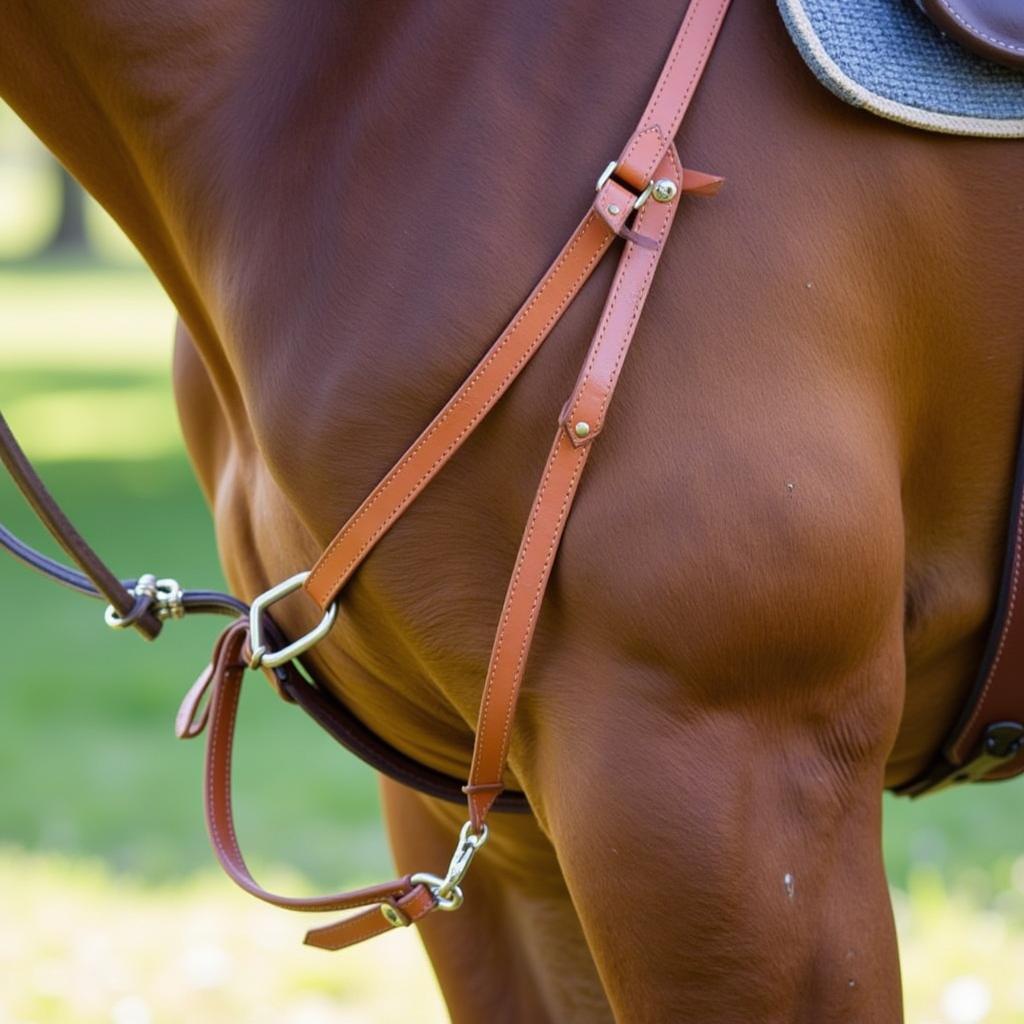 Leather Girth Strap on a Horse Showing Proper Placement