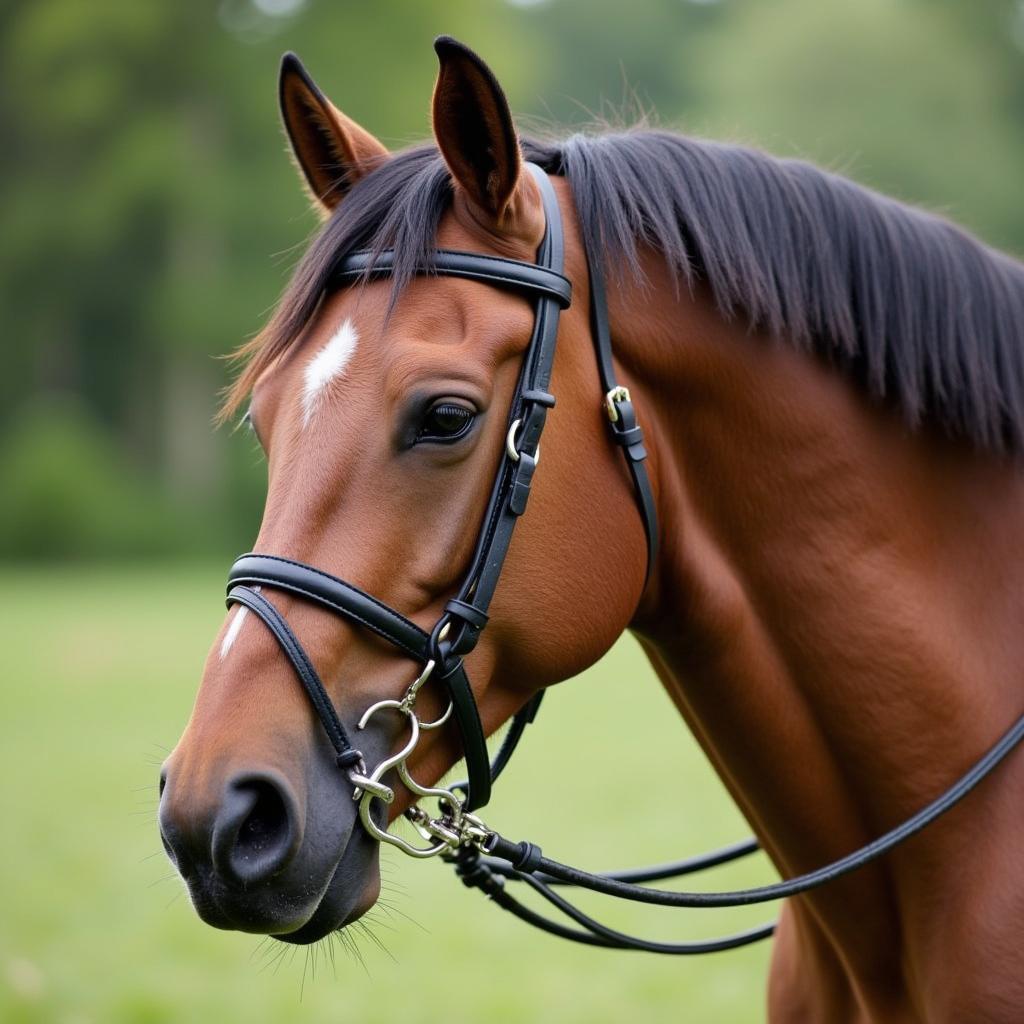 Close-up of Bridle and Bit for Long Lining