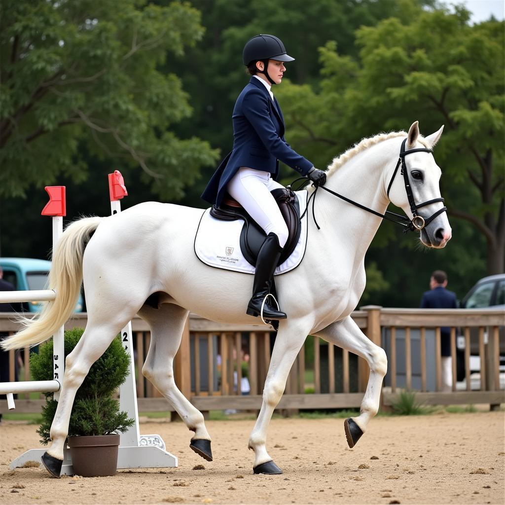 White Lusitano in Working Equitation