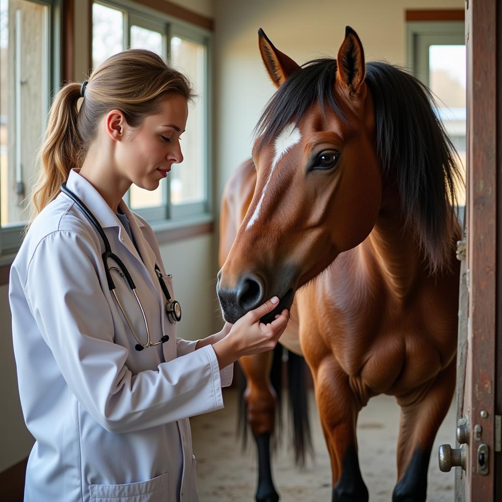 Veterinarian Examining a Horse for Lyme Disease